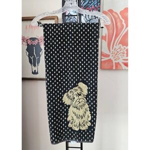 Besana Italy Black Gold Polka Dot Dog Schnauzer Cotton Viscose Bath Towel